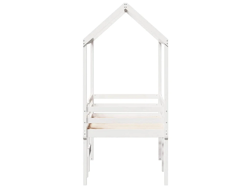 Lit haut sans matelas blanc 90x190 cm bois de pin massif