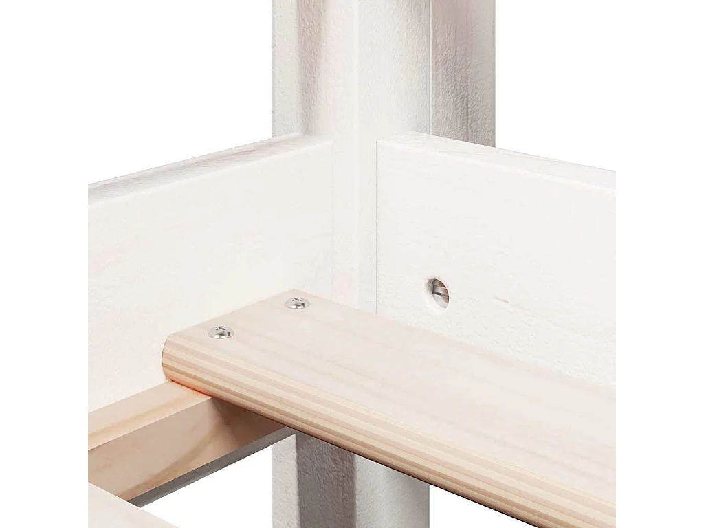 Lit haut sans matelas blanc 90x190 cm bois de pin massif