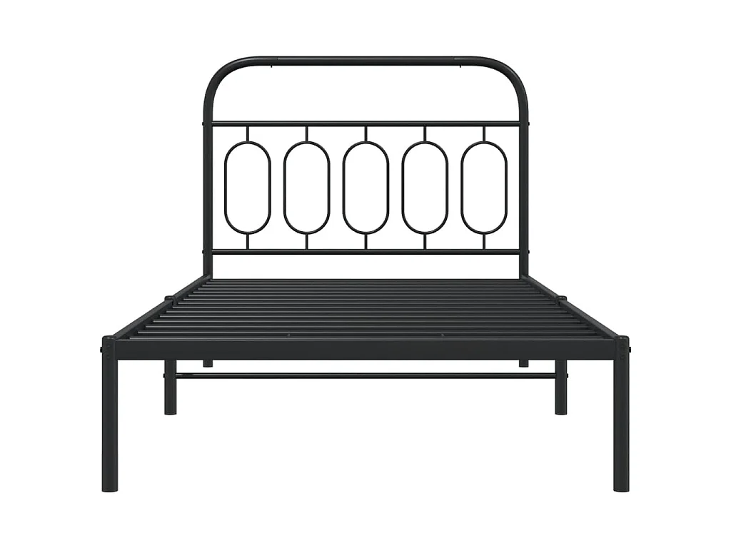 Cadre de lit métal sans matelas avec tête de lit noir 100x190cm