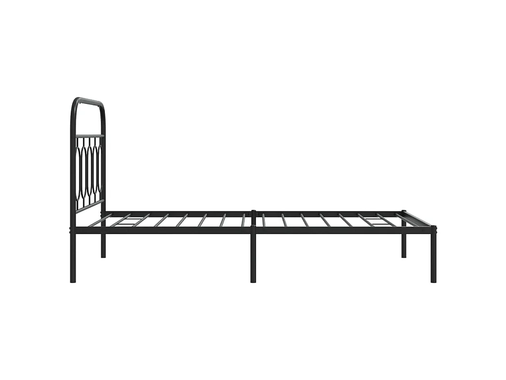Cadre de lit métal sans matelas avec tête de lit noir 100x190cm
