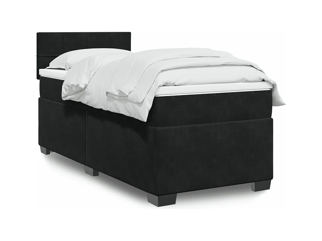 Sommier à lattes de lit avec matelas Noir 100x200 cm Velours