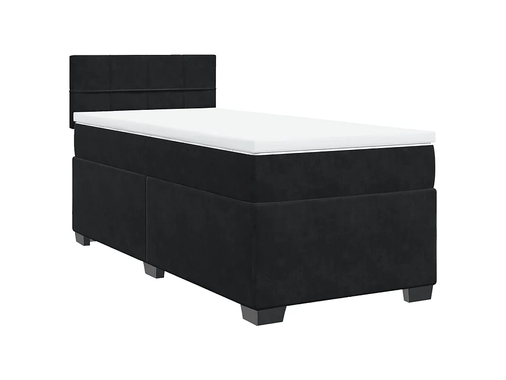 Cama box spring con colchón terciopelo negro 100x200 cm
