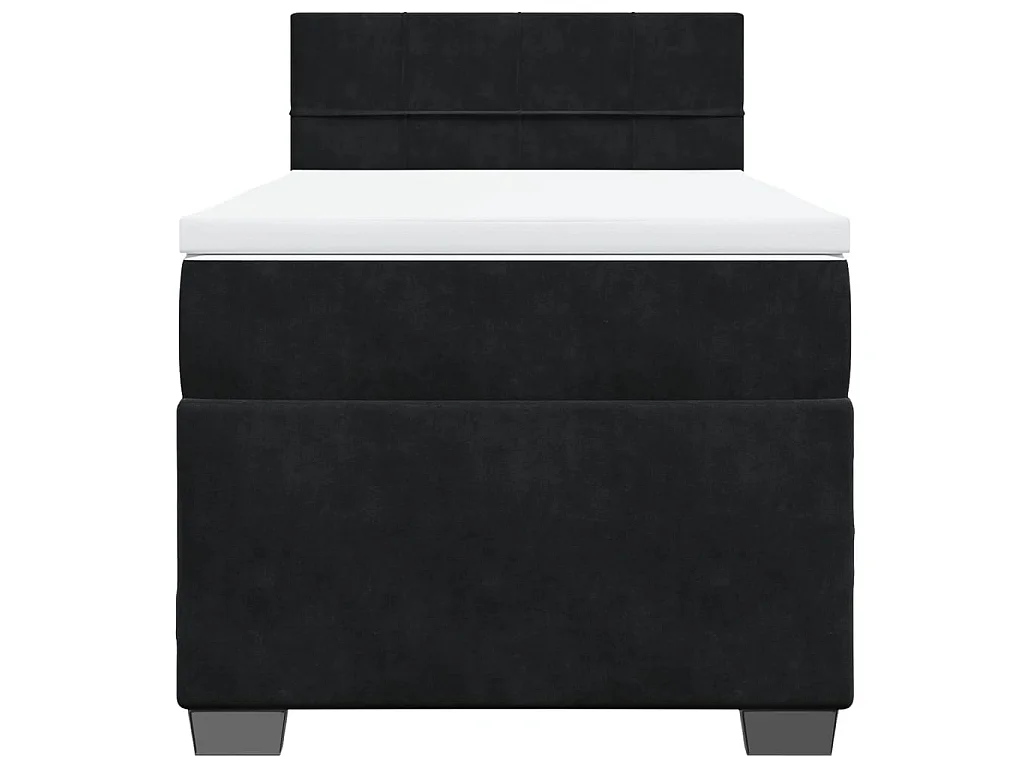 Cama box spring con colchón terciopelo negro 100x200 cm