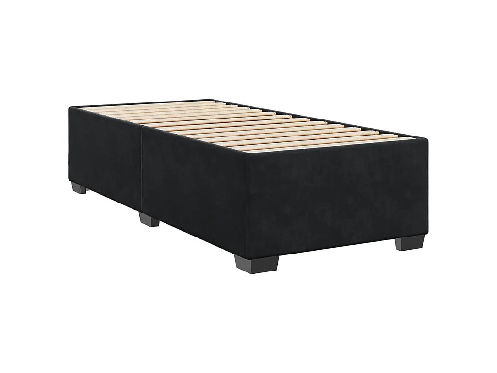 Cama box spring con colchón terciopelo negro 100x200 cm
