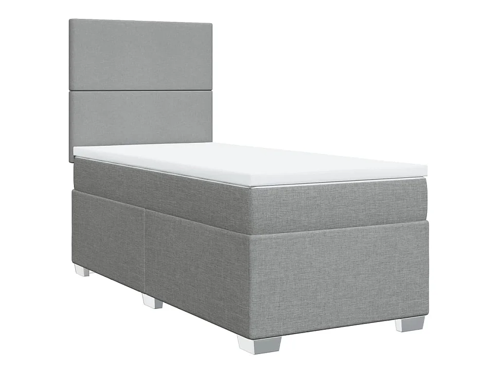 Cama com molas/colchão 90x190 cm tecido cinzento-claro