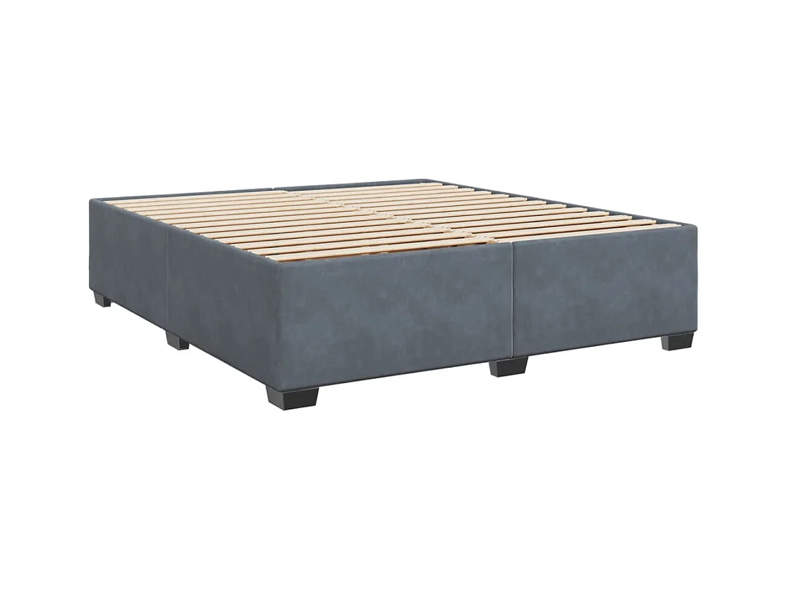 Sommier à lattes de lit et matelas Gris foncé 200x200cm Velours