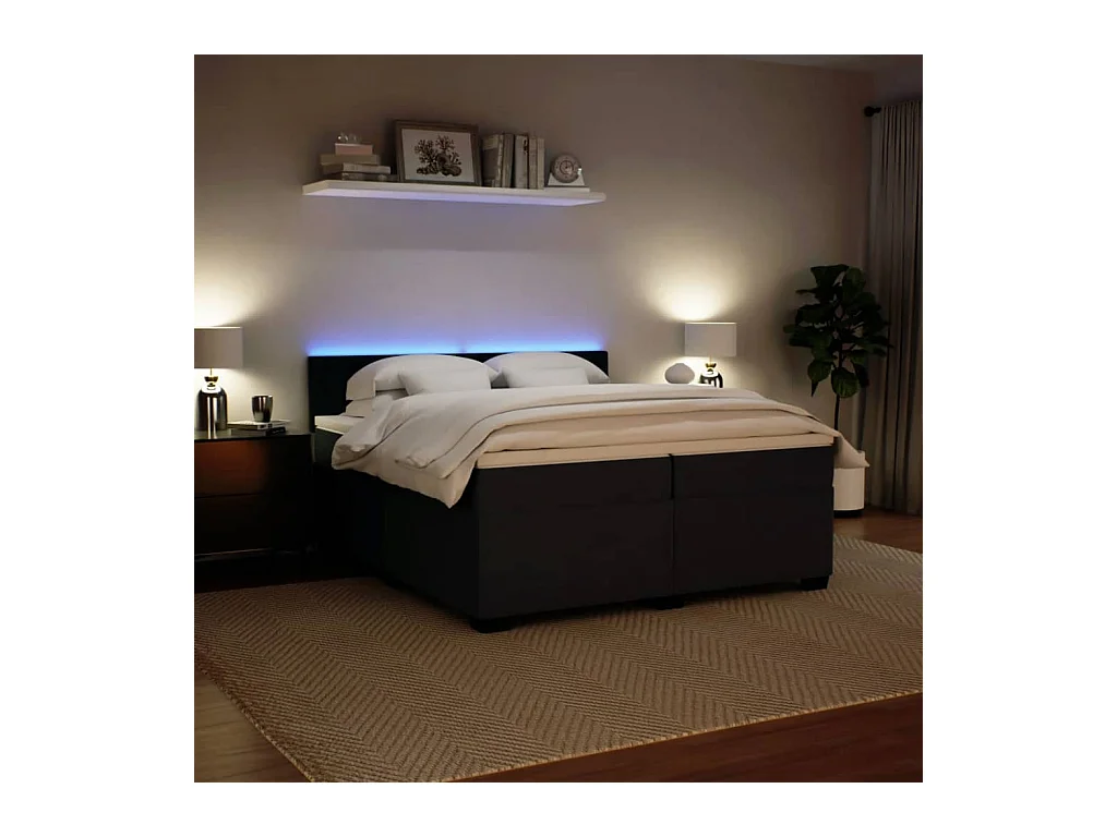 Sommier à lattes de lit et matelas Gris foncé 200x200cm Velours