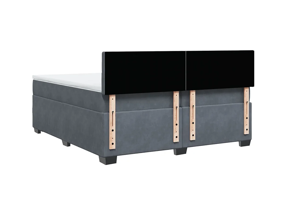 Sommier à lattes de lit et matelas Gris foncé 200x200cm Velours