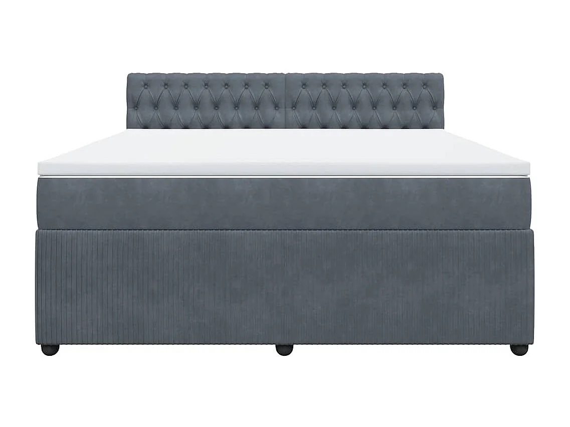 Giroletto a Molle con Materasso Grigio Scuro 180x200 cm Velluto