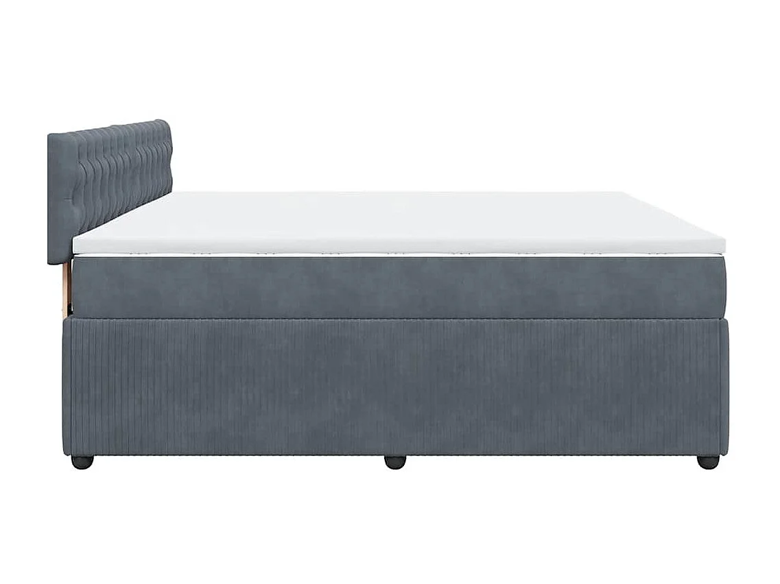 Giroletto a Molle con Materasso Grigio Scuro 180x200 cm Velluto