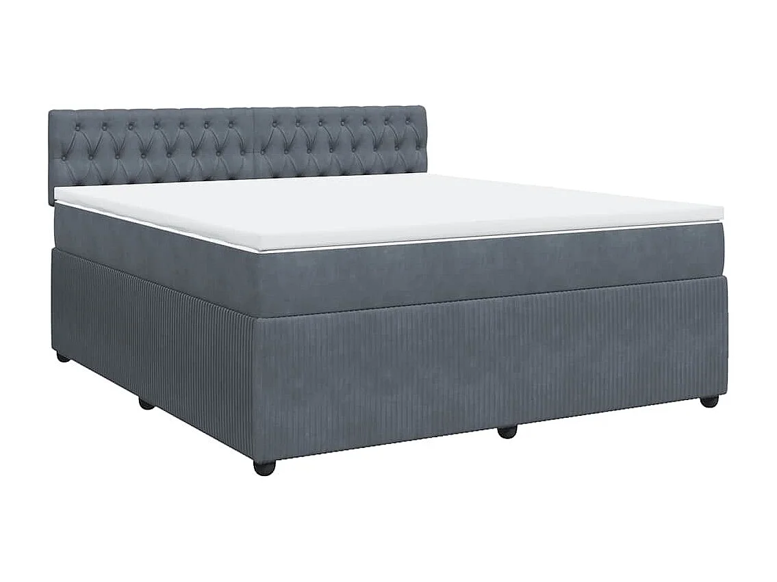Sommier à lattes de lit et matelas Gris foncé 180x200cm Velours