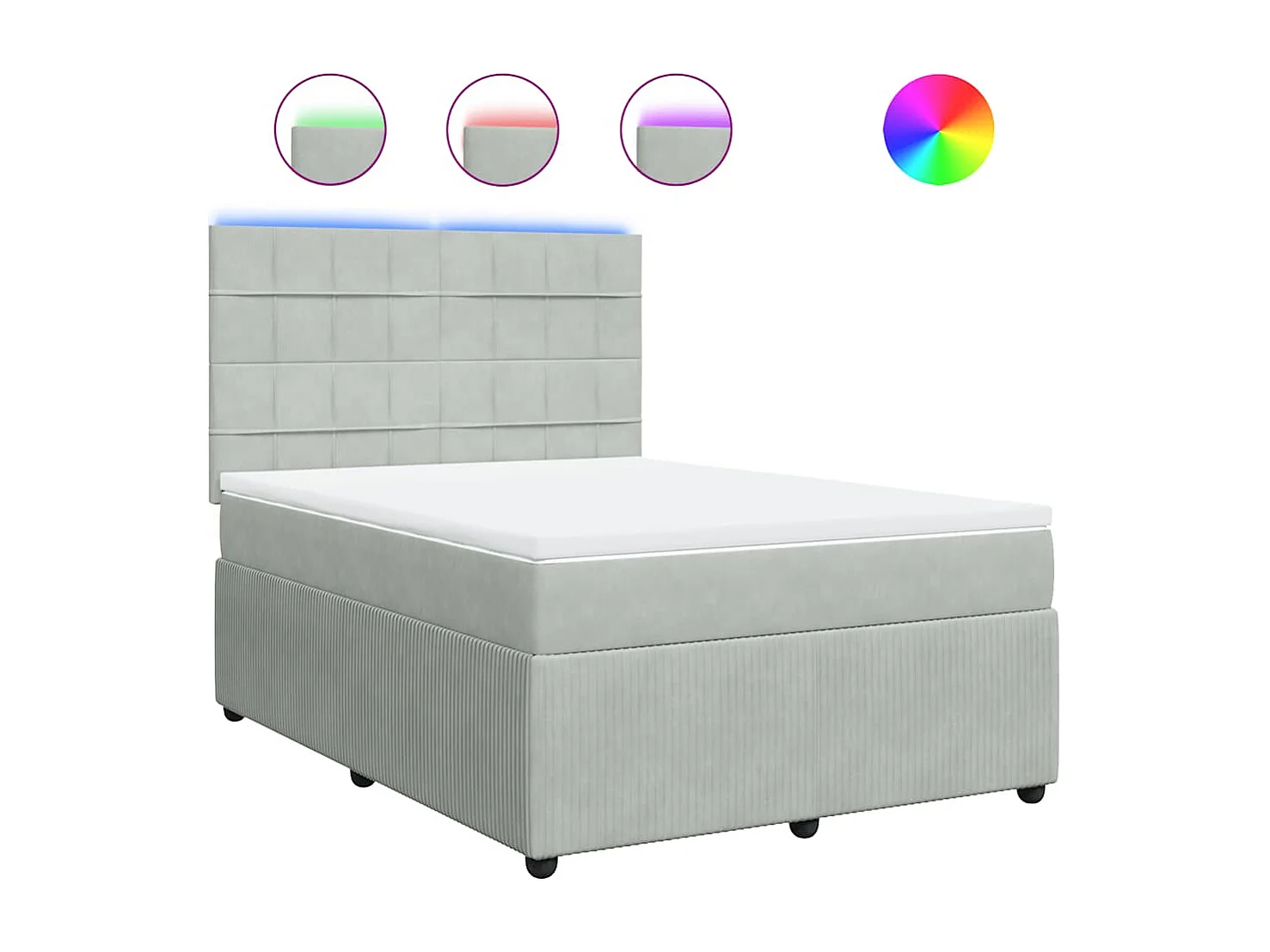 Cama box spring con colchón terciopelo gris claro 140x200 cm