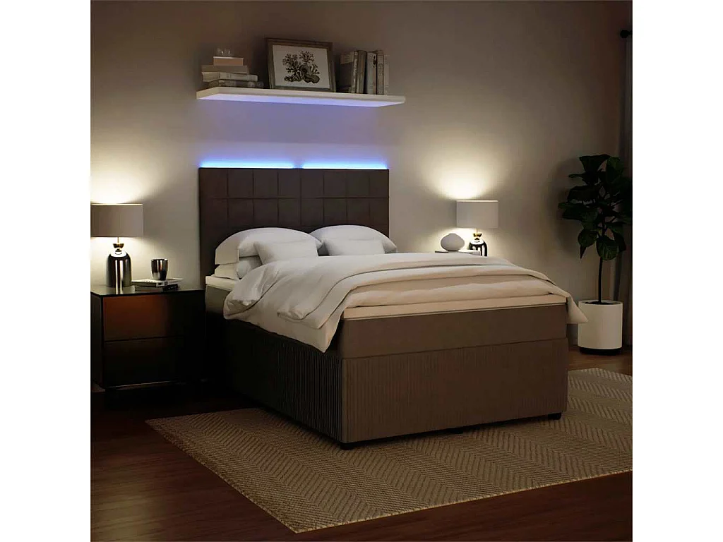 Cama box spring con colchón terciopelo gris claro 140x200 cm