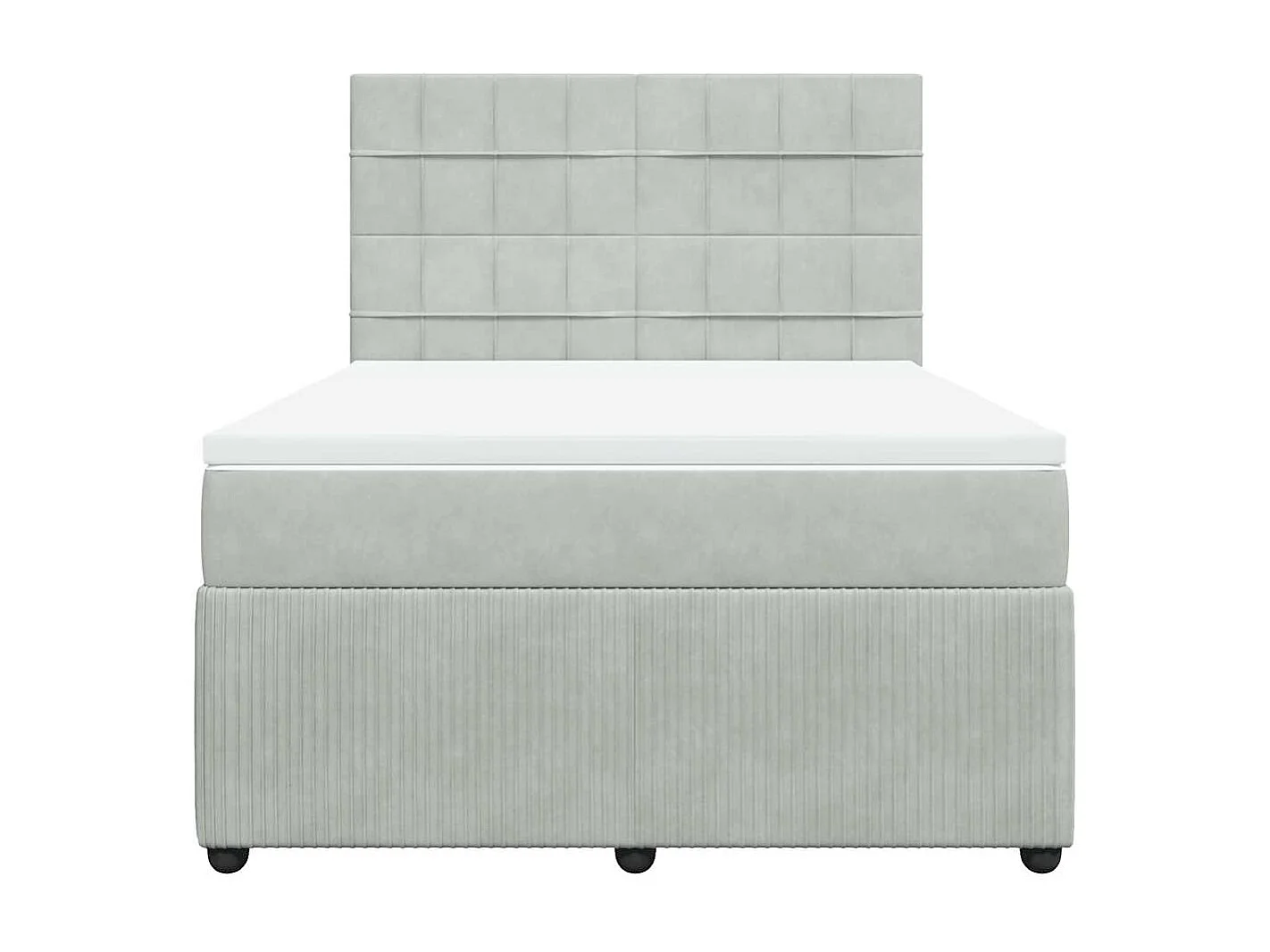 Cama box spring con colchón terciopelo gris claro 140x200 cm