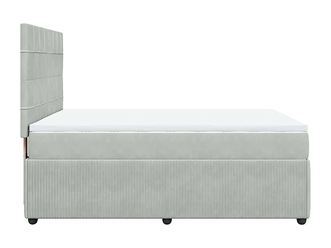 Cama box spring con colchón terciopelo gris claro 140x200 cm