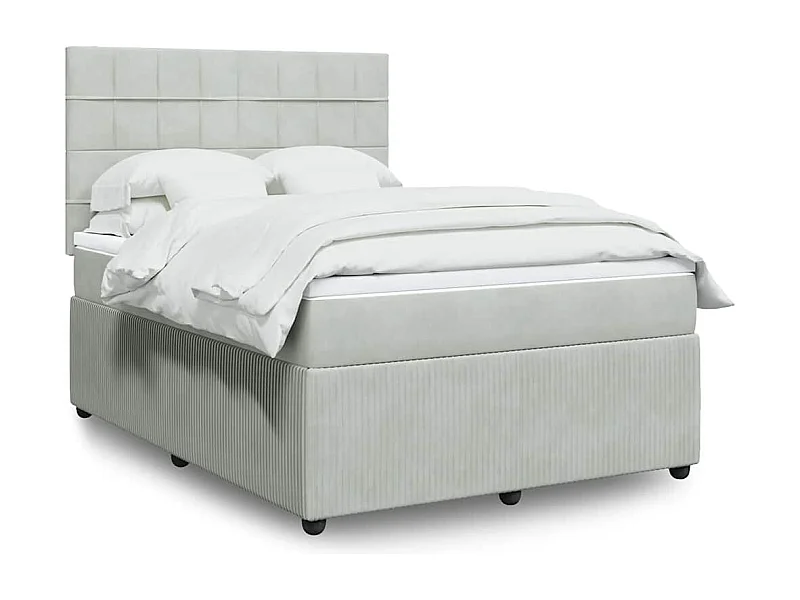 Boxspring met matras fluweel lichtgrijs 140x200 cm