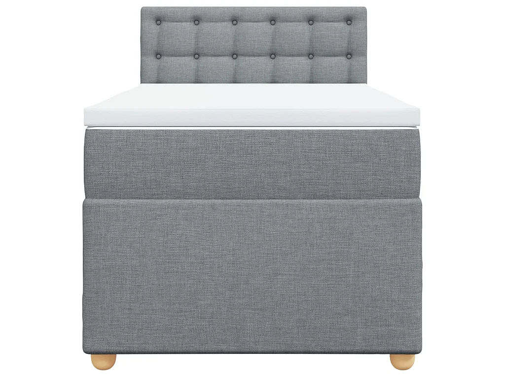 Cama box spring con colchón tela gris claro 80x200 cm