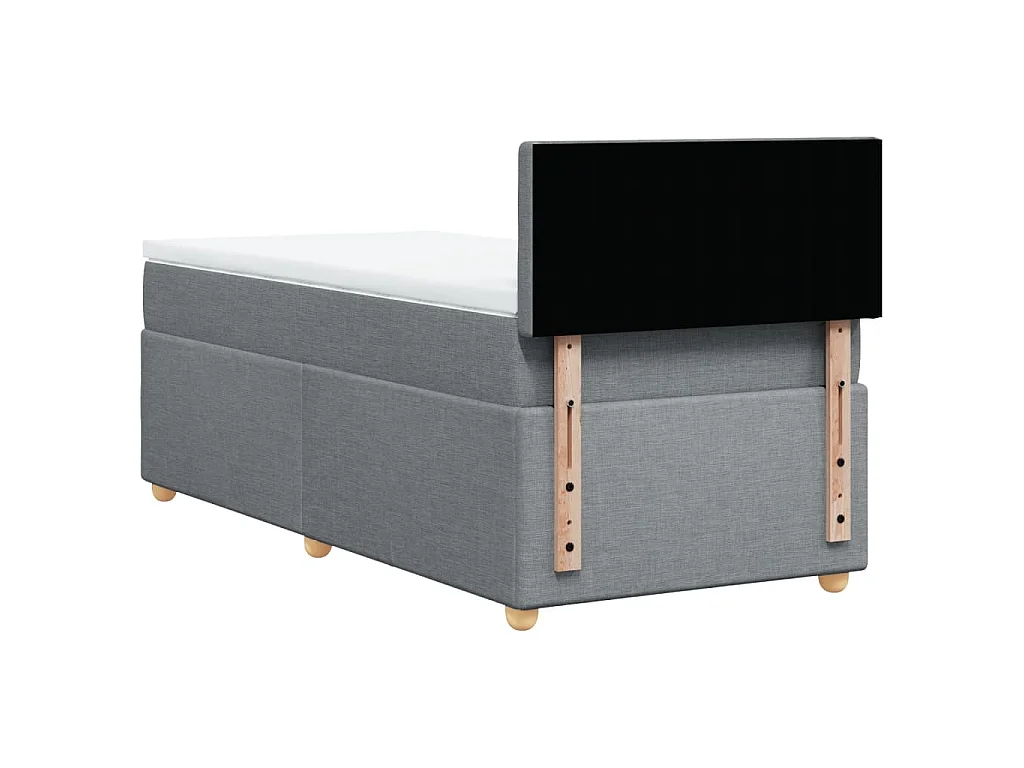 Cama box spring con colchón tela gris claro 80x200 cm