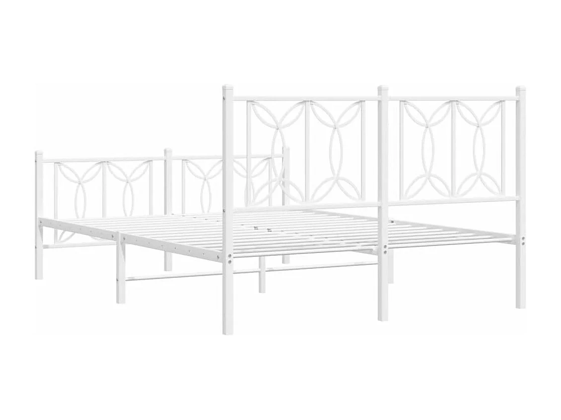 Bedframe met hoofd- en voeteneinde metaal wit 140x200 cm