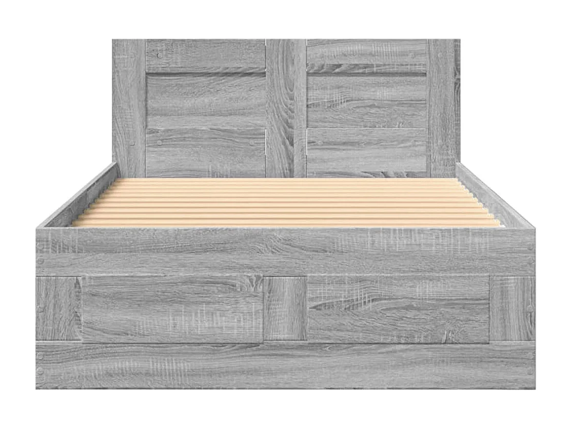Giroletto con Testiera Grigio Sonoma 90x200cm Legno Multistrato