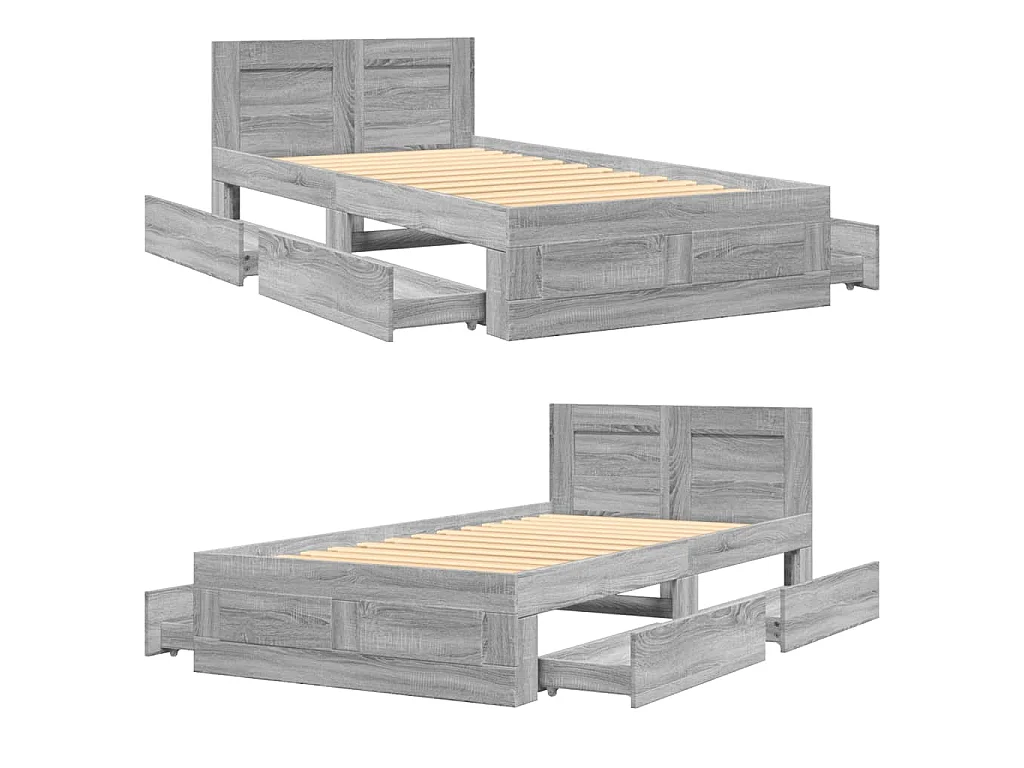 Bettgestell mit Kopfteil Grau Sonoma 90x200 cm Holzwerkstoff