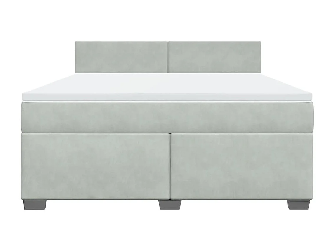 Cama box spring con colchón terciopelo gris claro 180x200 cm