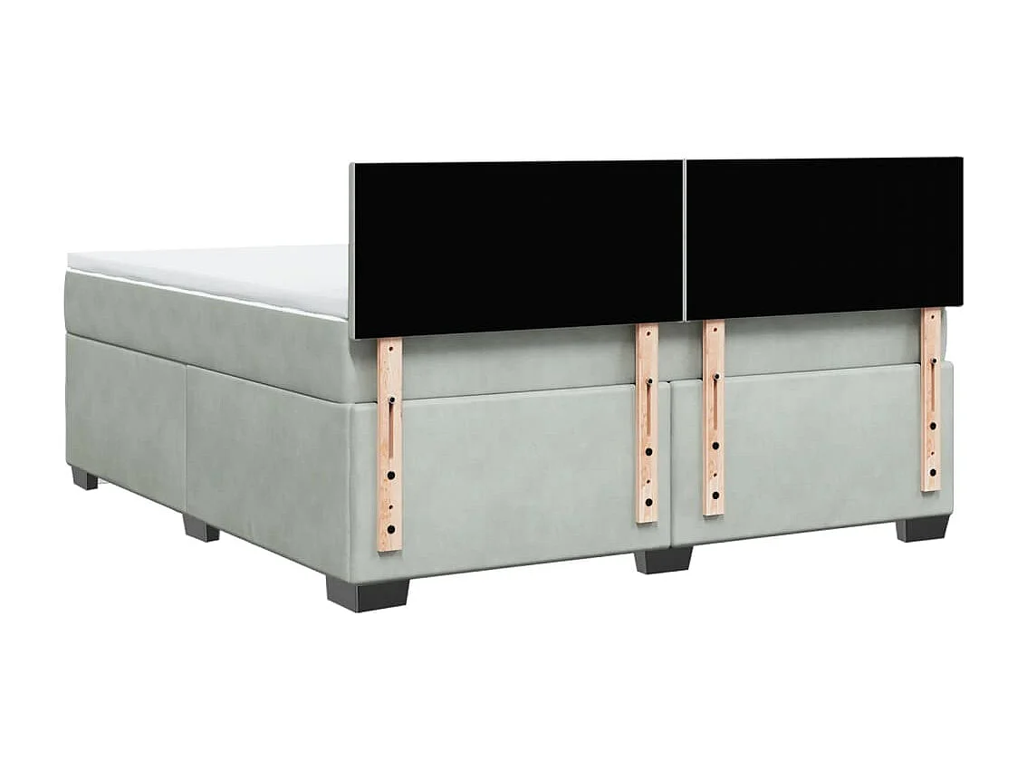 Cama box spring con colchón terciopelo gris claro 180x200 cm