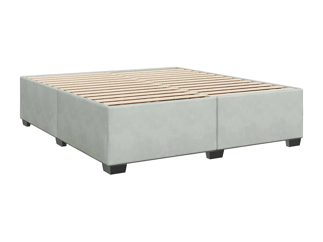 Cama box spring con colchón terciopelo gris claro 180x200 cm