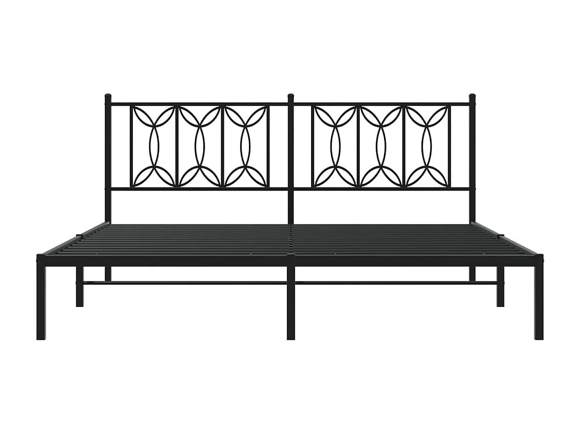 Cadre de lit métal sans matelas et tête de lit noir 180x200 cm