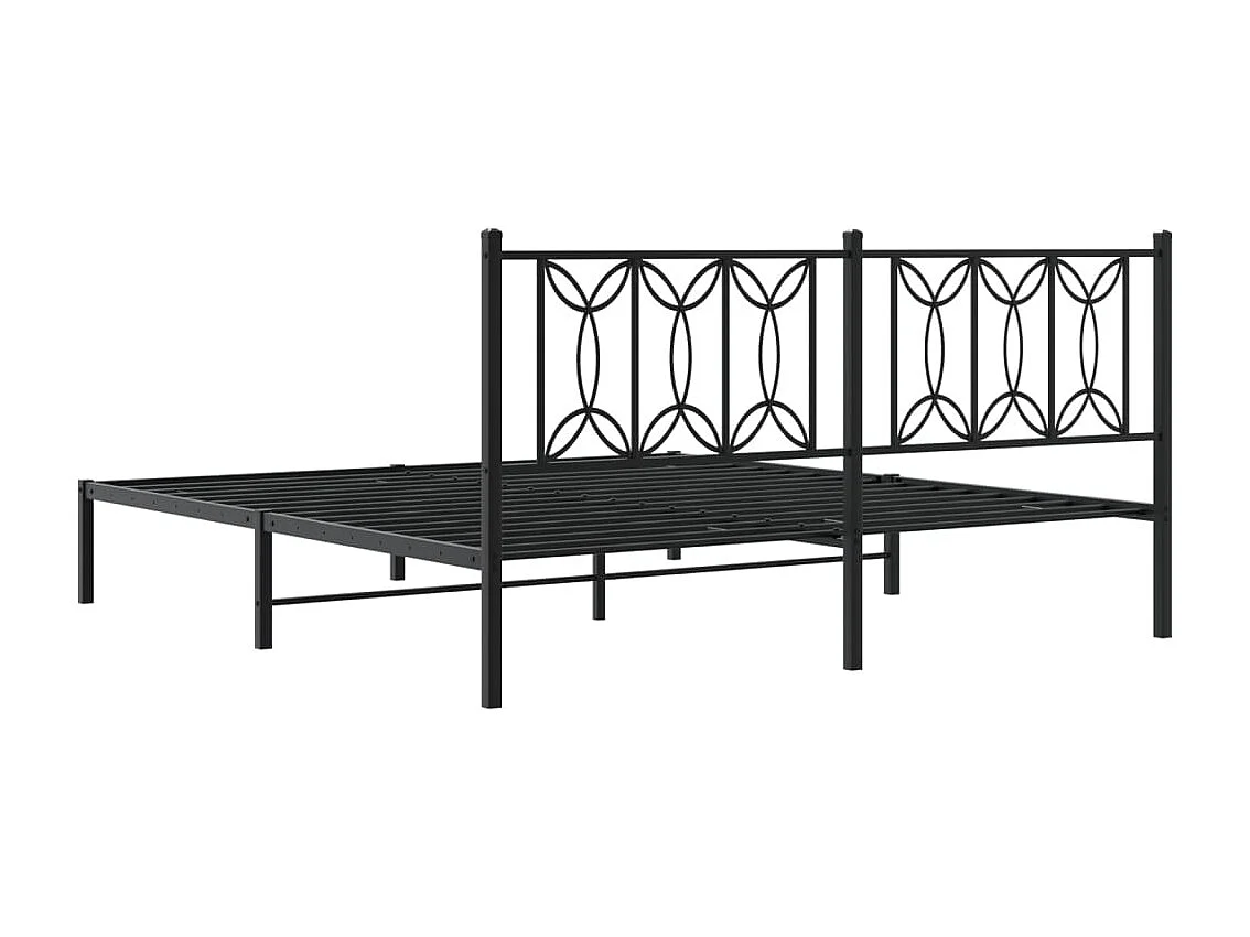 Bedframe met hoofdbord metaal zwart 180x200 cm