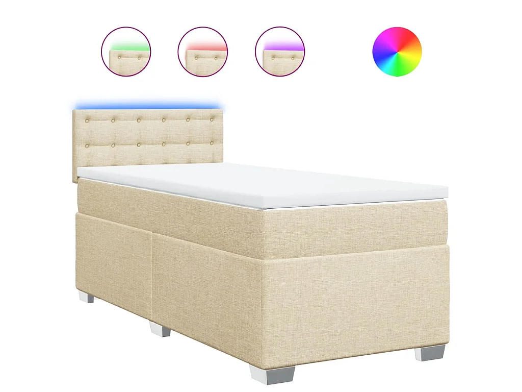 Sommier à lattes de lit avec matelas Crème 100x200 cm Tissu