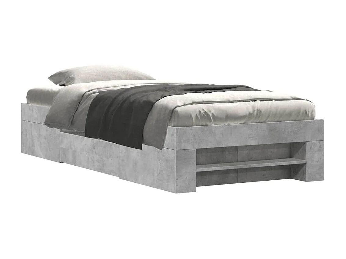 Cadre de lit sans matelas gris béton 75x190cm bois d'ingénierie