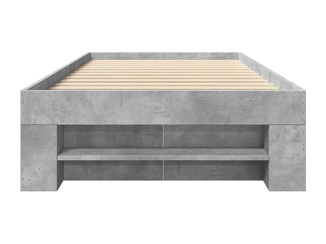 Cadre de lit sans matelas gris béton 75x190cm bois d'ingénierie