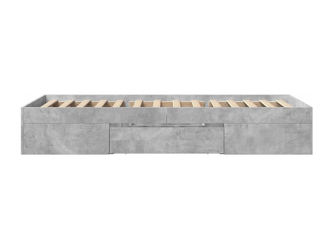 Cadre de lit sans matelas gris béton 75x190cm bois d'ingénierie