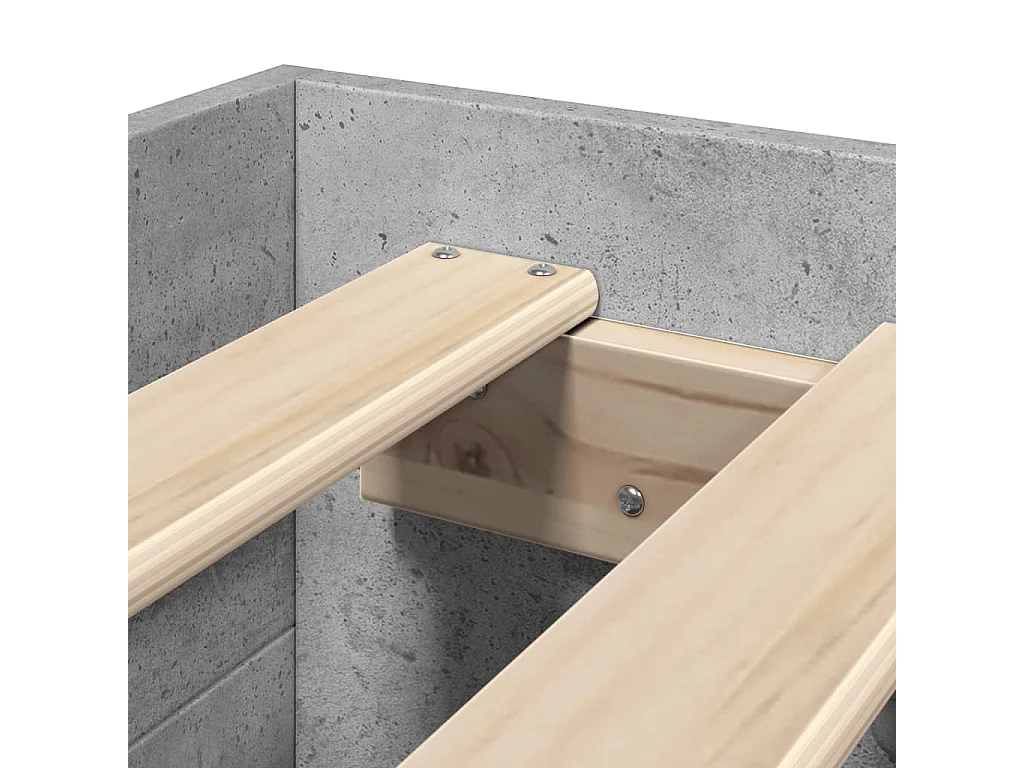 Cadre de lit sans matelas gris béton 75x190cm bois d'ingénierie