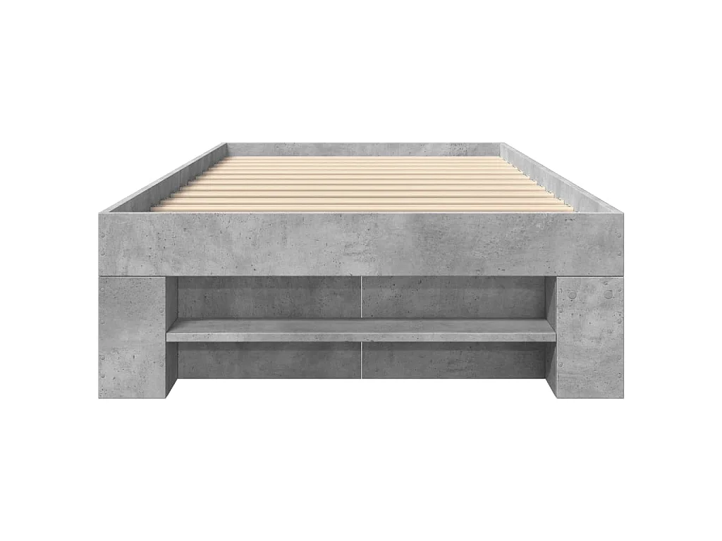 Bedframe bewerkt hout betongrijs 75x190 cm