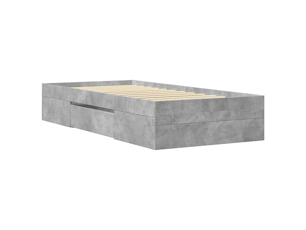 Bedframe bewerkt hout betongrijs 75x190 cm