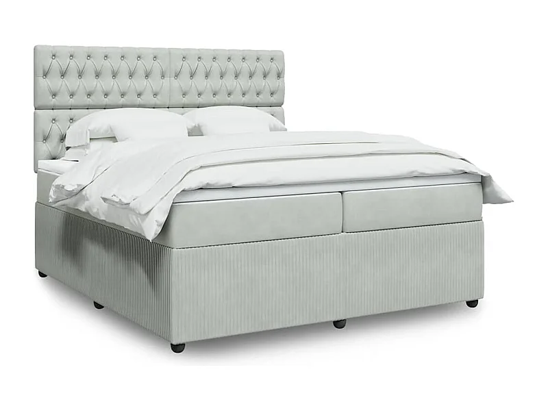 Sommier à lattes de lit et matelas Gris clair 200x200cm Velours