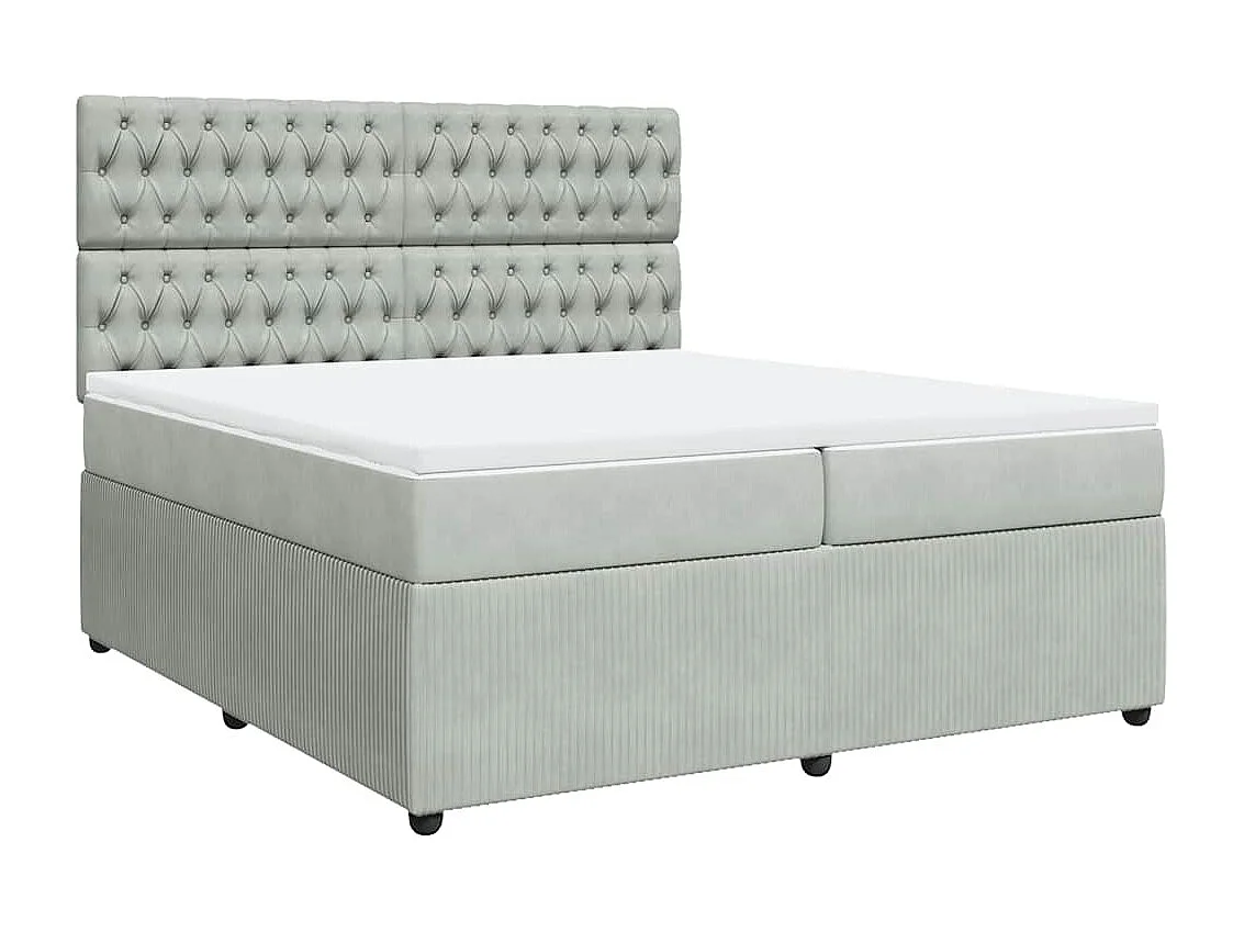 Sommier à lattes de lit et matelas Gris clair 200x200cm Velours