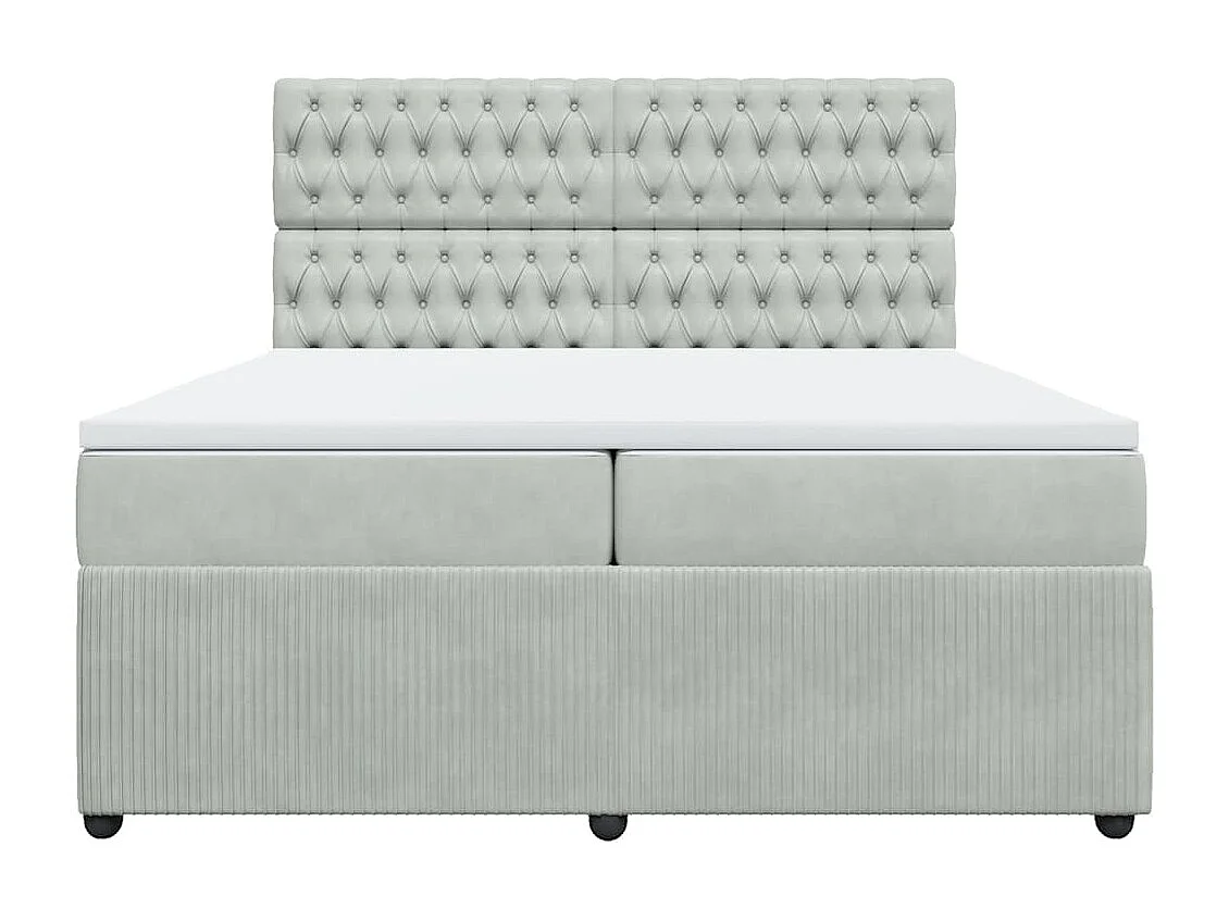 Sommier à lattes de lit et matelas Gris clair 200x200cm Velours