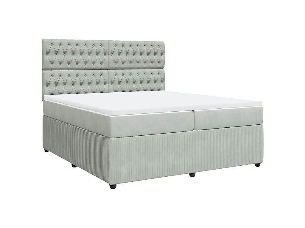 Boxspringbett mit Matratze Hellgrau 200x200 cm Samt