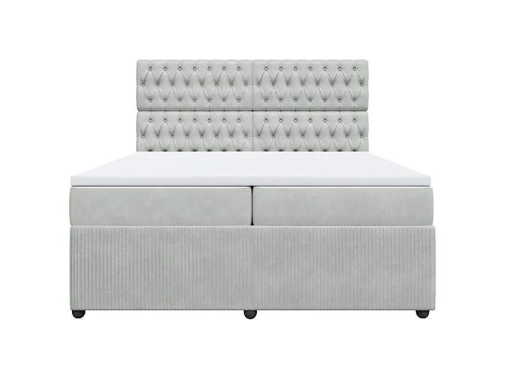 Boxspring met matras fluweel lichtgrijs 200x200 cm