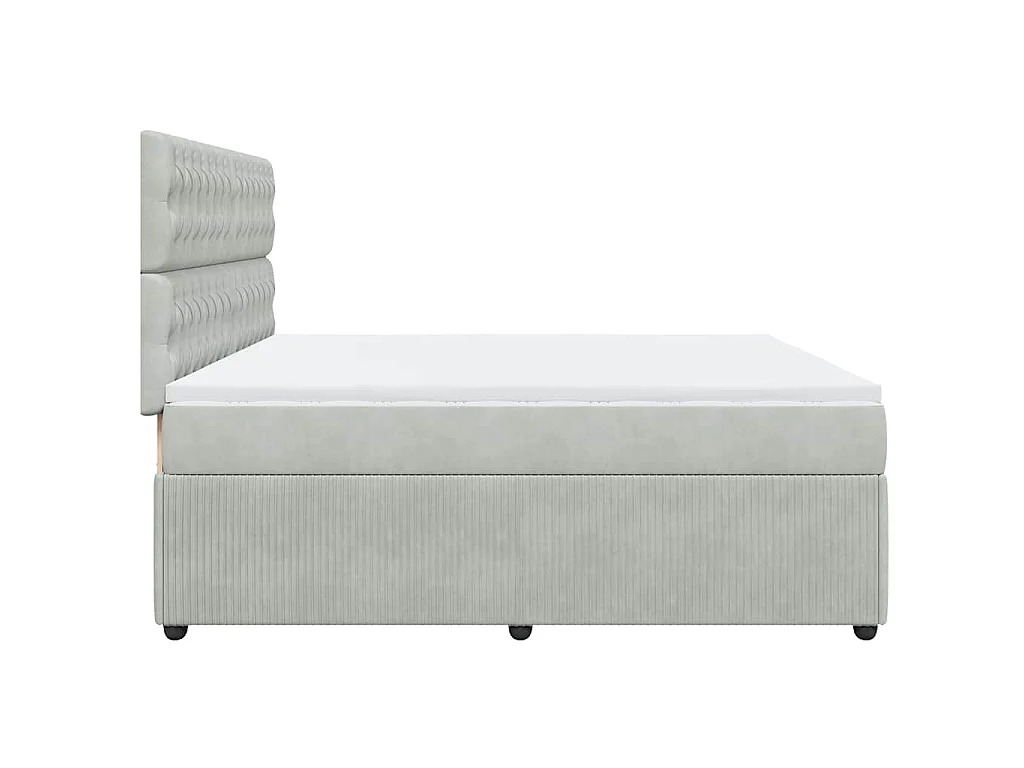 Boxspring met matras fluweel lichtgrijs 200x200 cm