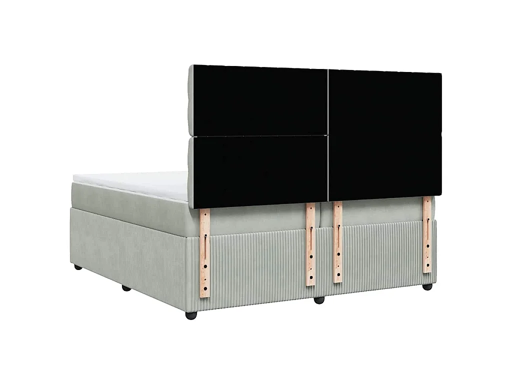 Boxspring met matras fluweel lichtgrijs 200x200 cm