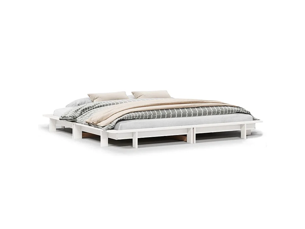 Cadre de lit sans matelas blanc 160x200 cm bois de pin massif