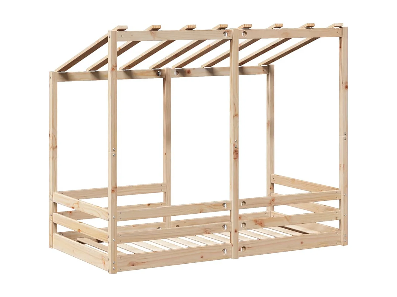 Cama infantil com telhado 80x160 cm madeira de pinho maciça