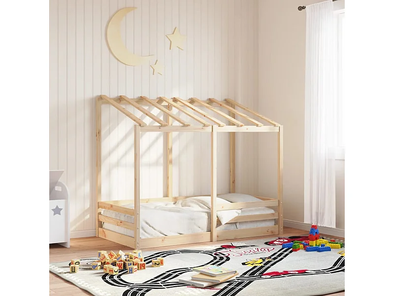 Letto per Bambini con Tetto 80x160 cm in Legno Massello di Pino