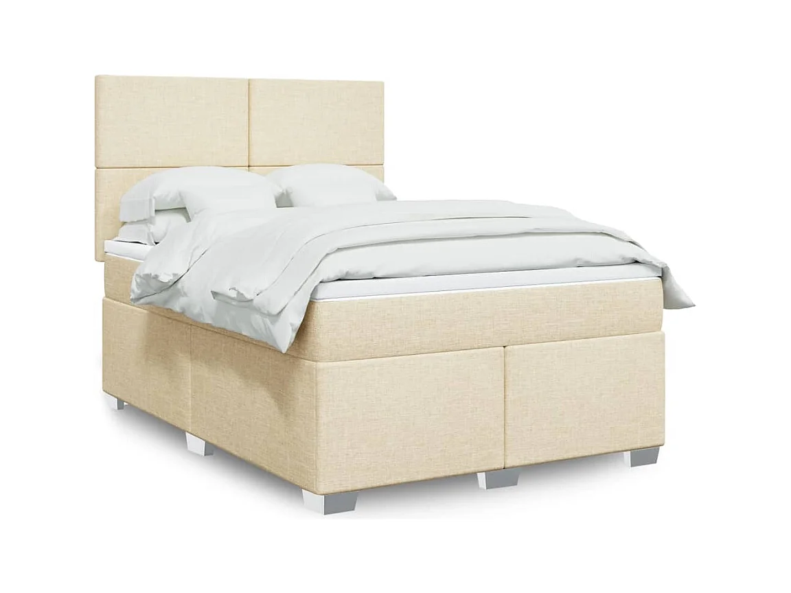 Sommier à lattes de lit avec matelas Crème 140x200 cm Tissu