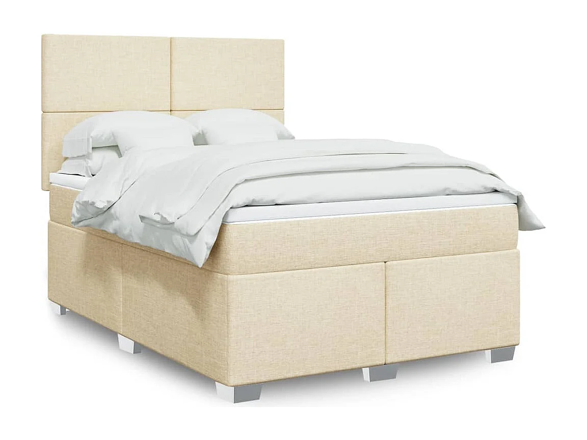 Sommier à lattes de lit avec matelas Crème 140x200 cm Tissu