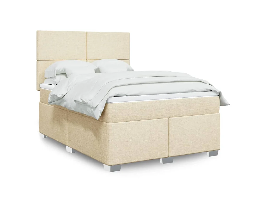 Boxspringbett mit Matratze Creme 140x200 cm Stoff